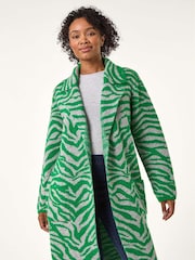 Roman Green Petite Animal Print Knit Coatigan - Image 1 of 5