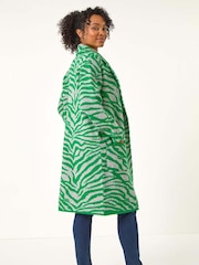 Roman Green Petite Animal Print Knit Coatigan - Image 3 of 5