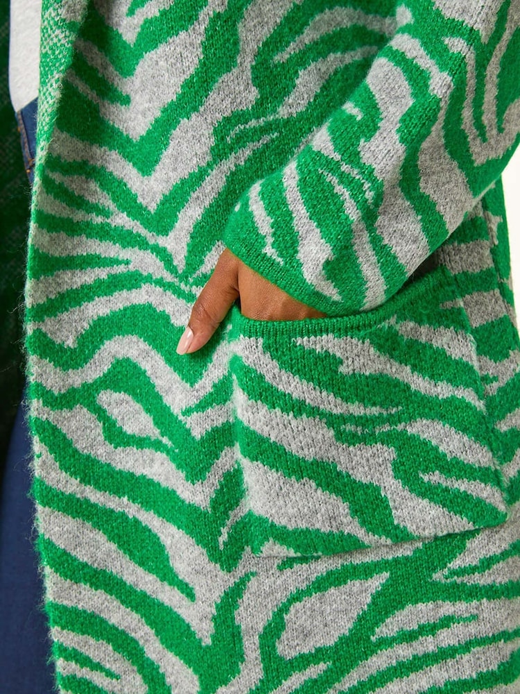 Roman Green Petite Animal Print Knit Coatigan - Image 5 of 5