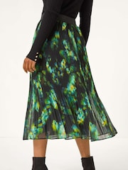 Roman Green Petite Floral Crystal Pleated Skirt - Image 3 of 5