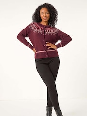 Roman Red Petite Pattern Button Cardigan - Image 2 of 5