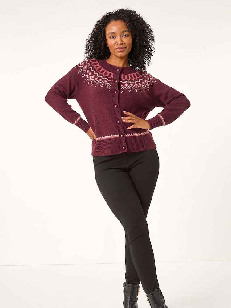 Roman Red Petite Pattern Button Cardigan - Image 2 of 5