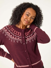 Roman Red Petite Pattern Button Cardigan - Image 4 of 5