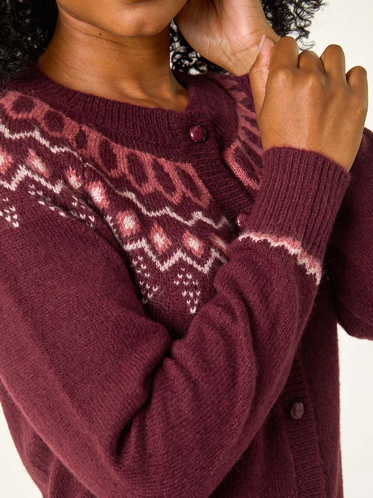 Roman Red Petite Pattern Button Cardigan - Image 5 of 5