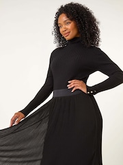 Roman Black Petite Crystal Pleated Skirt - Image 2 of 5