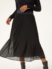 Roman Black Petite Crystal Pleated Skirt - Image 4 of 5