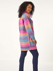 Roman Blue Petite Space Dye Roll Neck Longline Jumper - Image 3 of 5