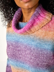 Roman Blue Petite Space Dye Roll Neck Longline Jumper - Image 5 of 5
