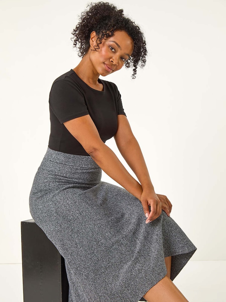Roman Grey Petite Stretch Knitted Midi Skirt - Image 1 of 5