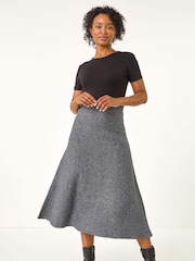Roman Grey Petite Stretch Knitted Midi Skirt - Image 2 of 5