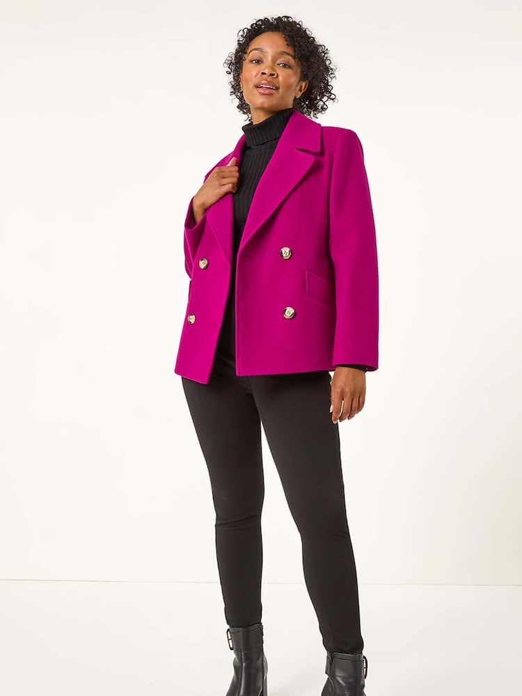 Roman Pink Petite Button Up Collar Coat - Image 2 of 5