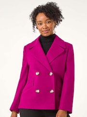 Roman Pink Petite Button Up Collar Coat - Image 4 of 5