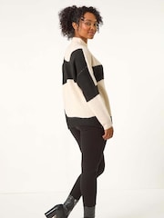 Roman Black Petite Colour Block Knit Jumper - Image 3 of 5
