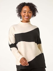 Roman Black Petite Colour Block Knit Jumper - Image 4 of 5