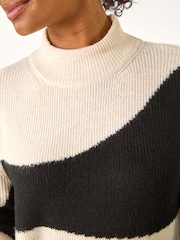 Roman Black Petite Colour Block Knit Jumper - Image 5 of 5