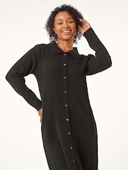 Roman Black Petite Collared Knit Shift Dress - Image 1 of 5