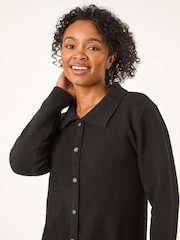 Roman Black Petite Collared Knit Shift Dress - Image 4 of 5