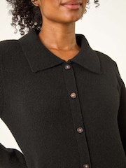 Roman Black Petite Collared Knit Shift Dress - Image 5 of 5