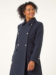 Roman Blue Petite Double Breasted Military Coat - Image 2 of 5