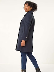 Roman Blue Petite Double Breasted Military Coat - Image 3 of 5