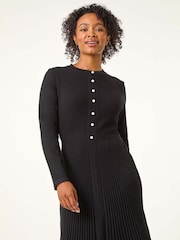 Roman Black Petite Pearl Detail Knitted Dress - Image 4 of 5