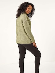 Roman Green Petite Contrast Stitch Jersey Jumper - Image 3 of 5