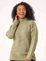 Roman Green Petite Contrast Stitch Jersey Jumper - Image 4 of 5