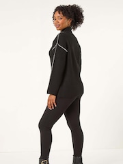 Roman Black Petite Contrast Stitch Jersey Jumper - Image 3 of 5