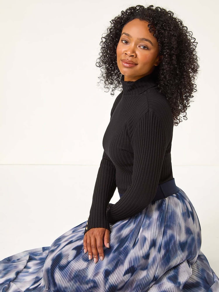 Roman Grey Petite Abstract Crystal Pleated Skirt - Image 1 of 6