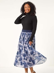 Roman Grey Petite Abstract Crystal Pleated Skirt - Image 3 of 6