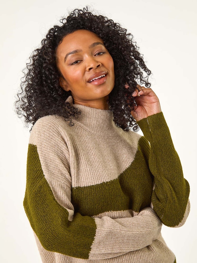 Roman Green Petite Colour Block Knit Jumper - Image 1 of 5
