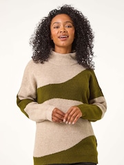 Roman Green Petite Colour Block Knit Jumper - Image 4 of 5