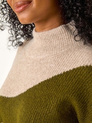 Roman Green Petite Colour Block Knit Jumper - Image 5 of 5