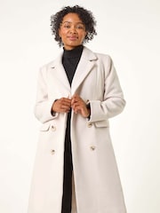 Roman White Petite Double Breasted Coat - Image 1 of 5