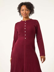 Roman Red Petite Pearl Detail Knitted Dress - Image 2 of 5