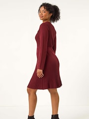 Roman Red Petite Pearl Detail Knitted Dress - Image 3 of 5