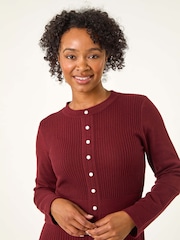 Roman Red Petite Pearl Detail Knitted Dress - Image 4 of 5