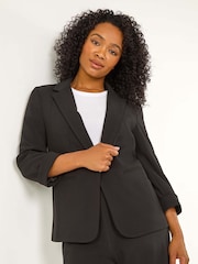 Roman Black Petite Revere Collar Stretch Jacket - Image 1 of 6