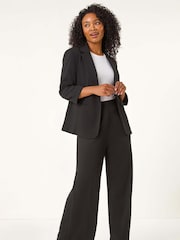 Roman Black Petite Revere Collar Stretch Jacket - Image 3 of 6