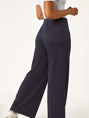 Roman Blue Petite Wide Leg Ponte Stretch Trousers - Image 3 of 5