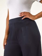 Roman Blue Petite Wide Leg Ponte Stretch Trousers - Image 5 of 5