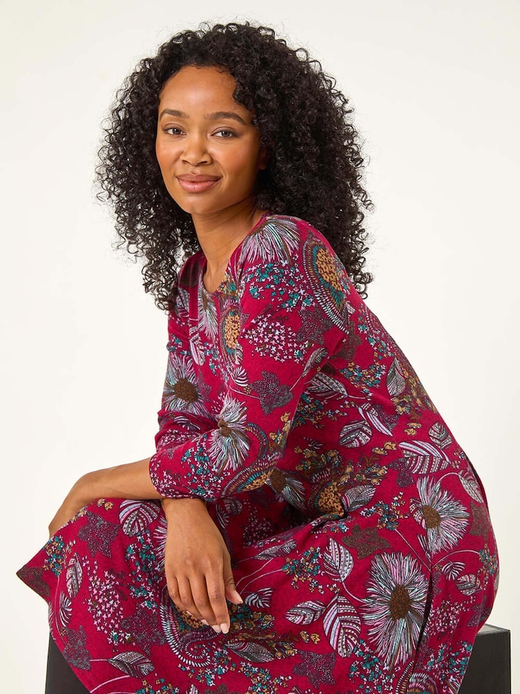 Roman Red Petite Floral A-Line Dress - Image 1 of 5