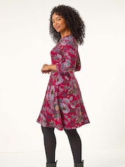 Roman Red Petite Floral A-Line Dress - Image 3 of 5