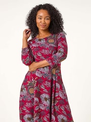 Roman Red Petite Floral A-Line Dress - Image 4 of 5