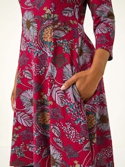 Roman Red Petite Floral A-Line Dress - Image 5 of 5