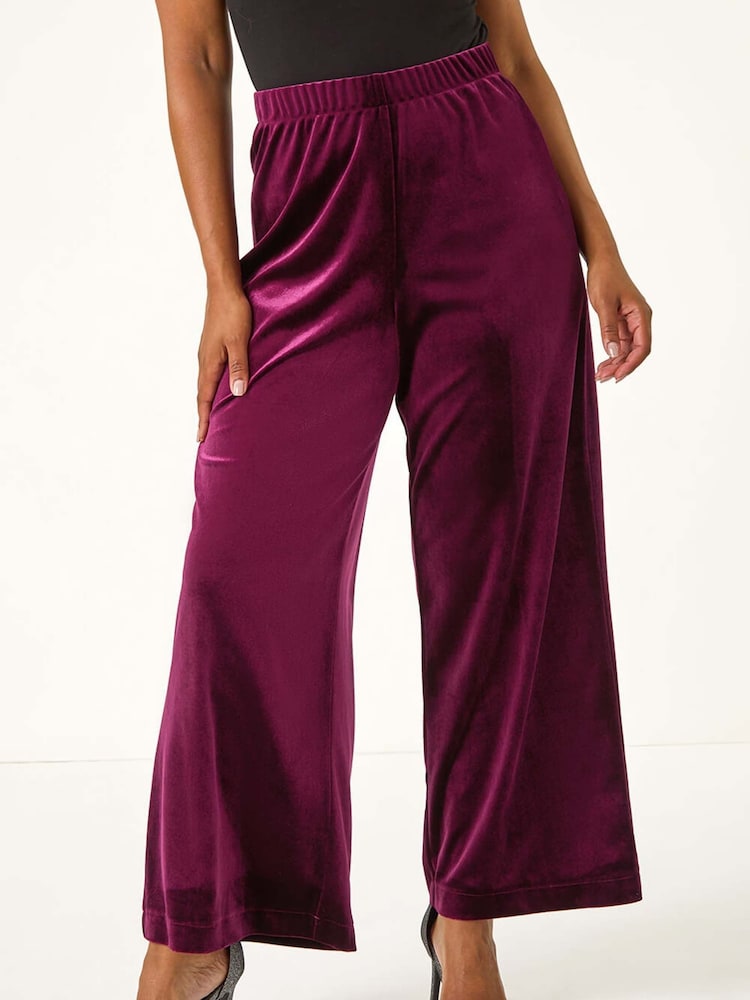 Morado - Roman Petite Wide Leg Velvet Stretch Trousers - Imagen 2 de 5 Morado - Roman Petite Wide Leg Velvet Stretch Trousers - Imagen 2 de 5