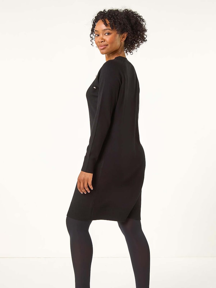 Negro - Vestido de punto liso con detalle de botones de Roman - Imagen 2 de 5 Negro - Vestido de punto liso con detalle de botones de Roman - Imagen 2 de 5