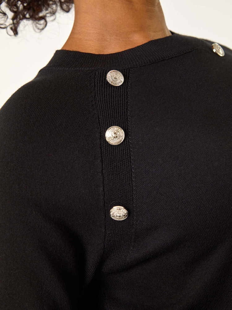 Negro - Vestido de punto liso con detalle de botones de Roman - Imagen 5 de 5 Negro - Vestido de punto liso con detalle de botones de Roman - Imagen 5 de 5