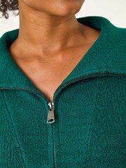 Roman Green Petite Zip Detail Collared Jumper - Image 5 of 5