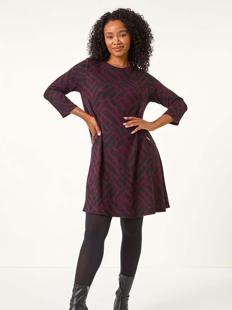 Roman Petite Zip Detail Abstract Dress - Imagen 2 de 5 Roman Petite Zip Detail Abstract Dress - Imagen 2 de 5